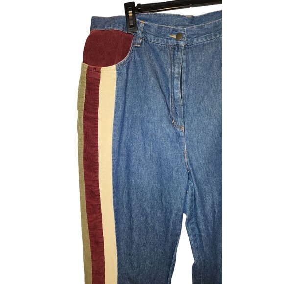 Vintage 20T Denim Pants With Corduroy Stripes Pockets - Picture 7 of 9